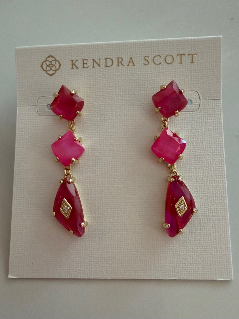 Kendra Scott Hot Pink and Fuchsia Gold Drop Earrings